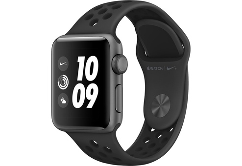 Apple Watch Nike+ Series 3, 38 мм, корпус из алюминия цвета «серый космос», спортивный ремешок Nike цвета «антрацитовый/чёрный»