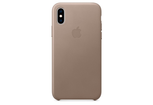 Чехол Apple Leather Case для iPhone XS, платиново-серый