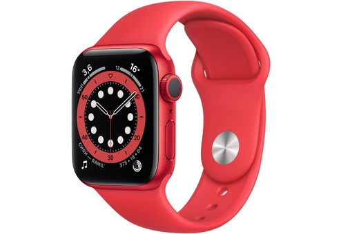 Apple Watch Series 6, 40 мм, корпус из алюминия цвета (PRODUCT)RED, спортивный ремешок красного цвета